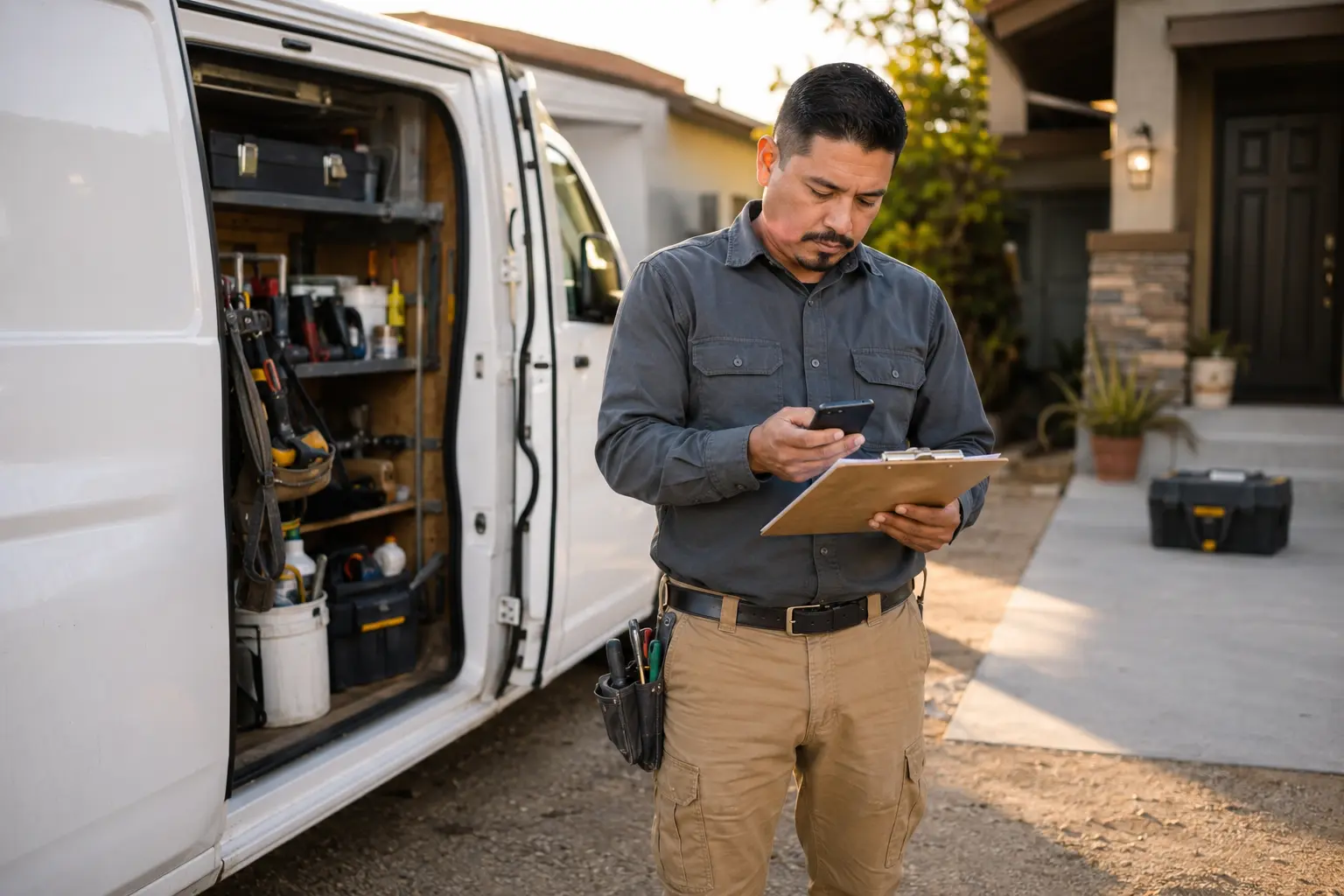 Mobile operator organizing equipment and field work