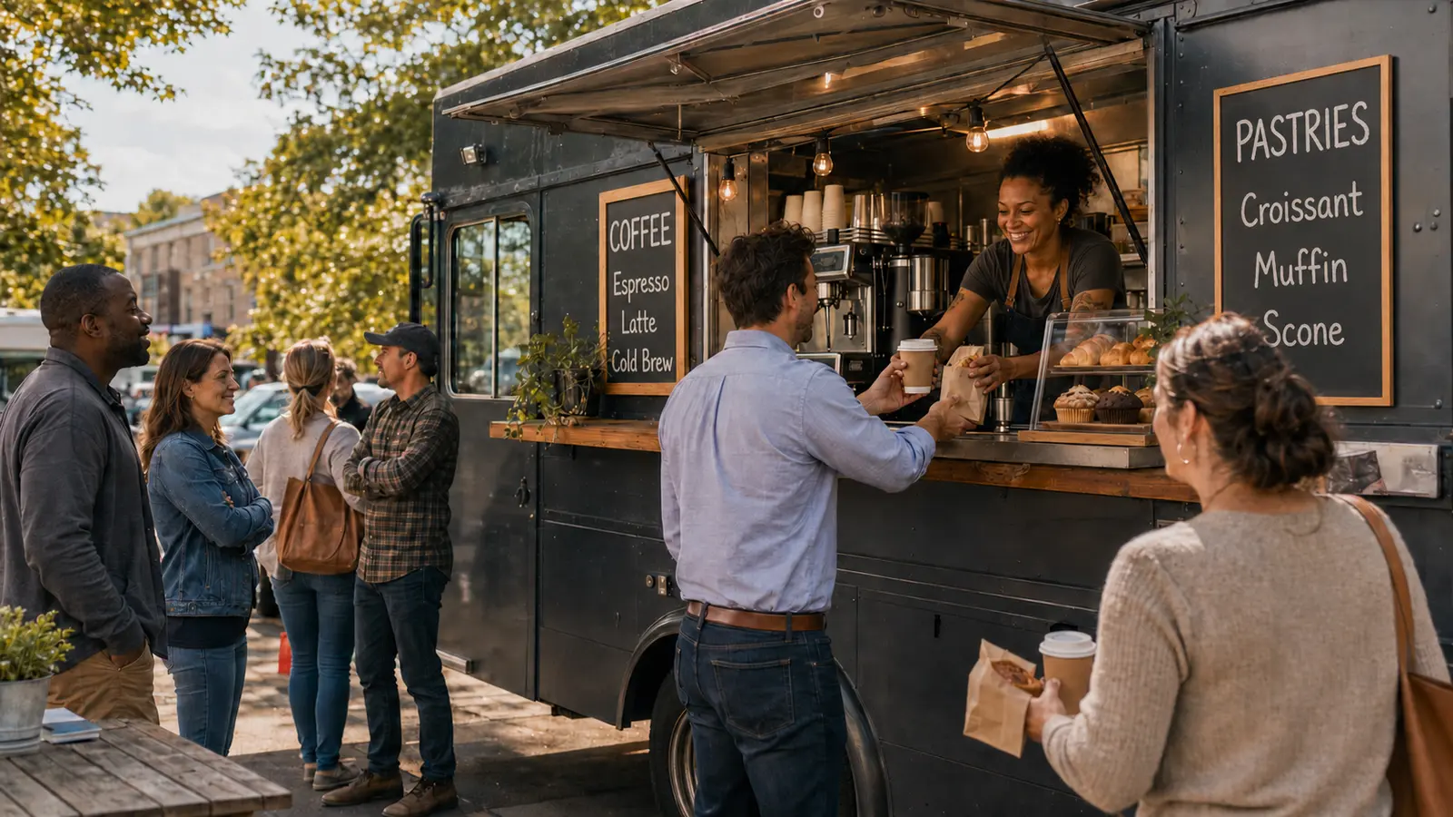 Mobile business serving customers and managing daily demand